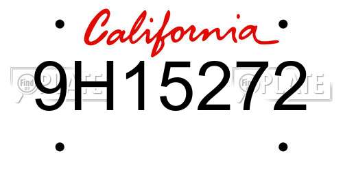 9H15272 California License Plate