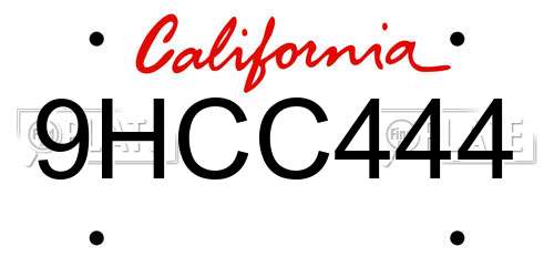 9HCC444 license plate in CA state