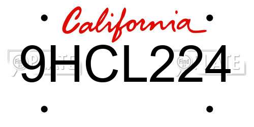 9HCL224 California License Plate