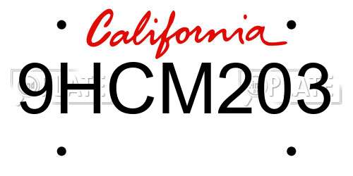 9HCM203 California License Plate
