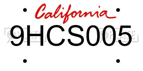 9HCS005 California License Plate
