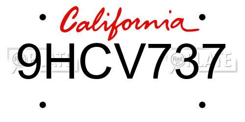9HCV737 California License Plate