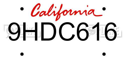 9HDC616 California License Plate
