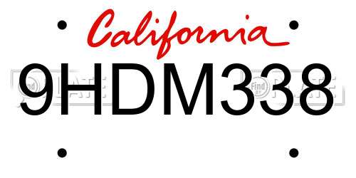 9HDM338 California License Plate
