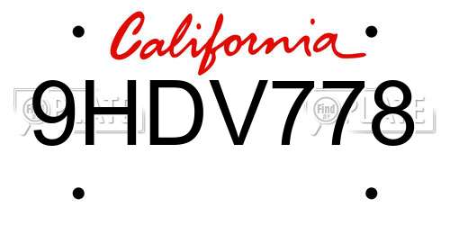 9HDV778 California License Plate