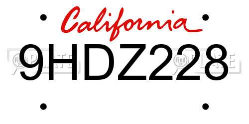9HDZ228 California License Plate