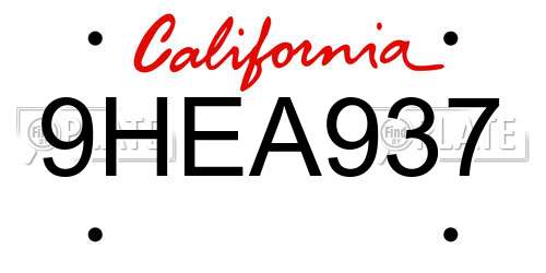 9HEA937 California License Plate