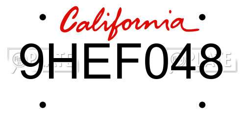 9HEF048 California License Plate