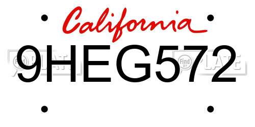 9HEG572 California License Plate