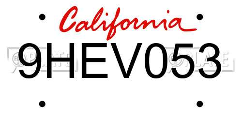 9HEV053 California License Plate