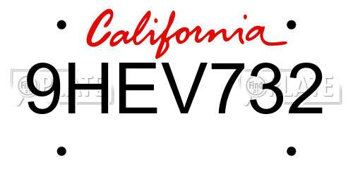 9HEV732 California License Plate