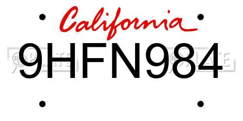 9HFN984 California License Plate