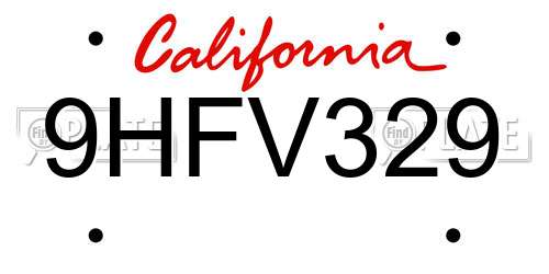 9HFV329 California License Plate