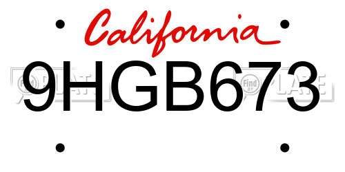 9HGB673 California License Plate