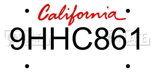 9HHC861 California License Plate