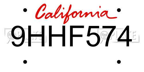 9HHF574 California License Plate