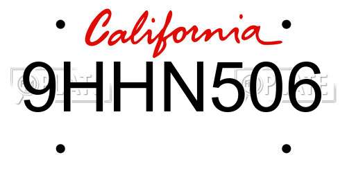 9HHN506 California License Plate