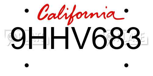 9HHV683 California License Plate
