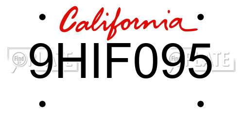 9HIF095 California License Plate