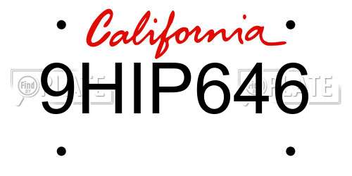9HIP646 California License Plate