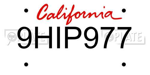 9HIP977 California License Plate