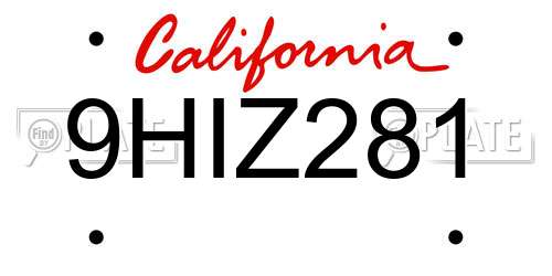 9HIZ281 California License Plate