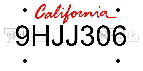 9HJJ306 California License Plate