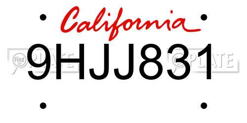 9HJJ831 California License Plate