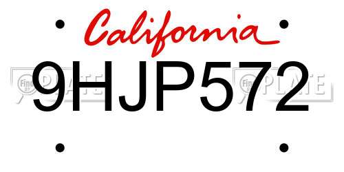 9HJP572 California License Plate