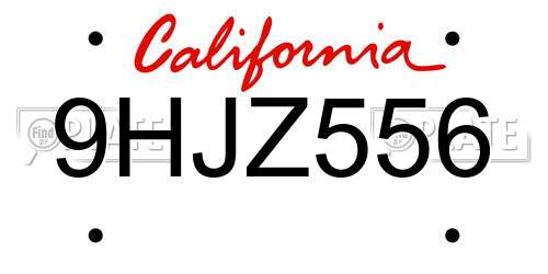 9HJZ556 California License Plate