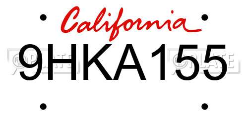 9HKA155 California License Plate