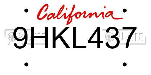 9HKL437 California License Plate