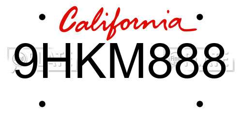 9HKM888 California License Plate