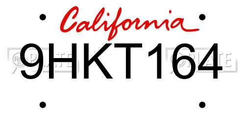 9HKT164 California License Plate