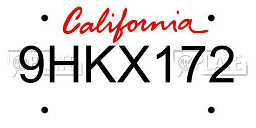 9HKX172 California License Plate