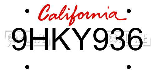 9HKY936 California License Plate