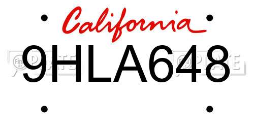 9HLA648 California License Plate