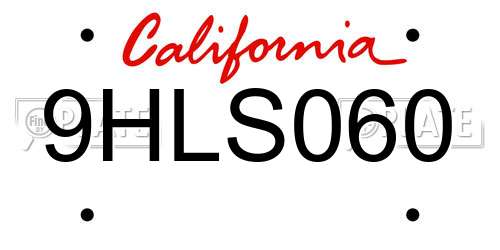 9HLS060 California License Plate