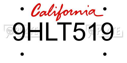 9HLT519 California License Plate