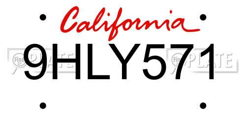 9HLY571 California License Plate