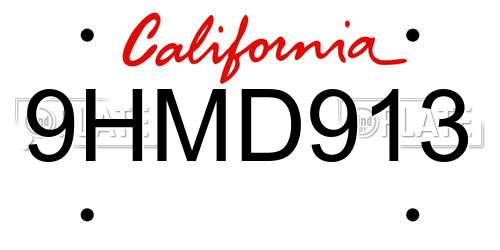 9HMD913 California License Plate