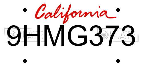 9HMG373 California License Plate