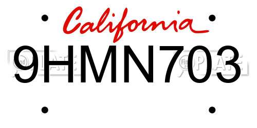 9HMN703 California License Plate
