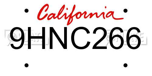 9HNC266 California License Plate