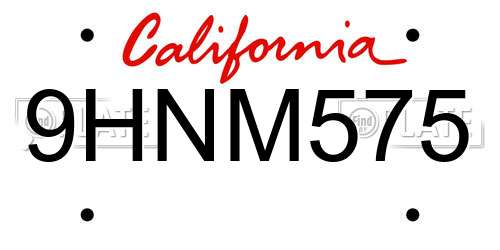 9HNM575 California License Plate