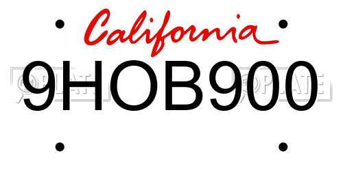 9HOB900 California License Plate