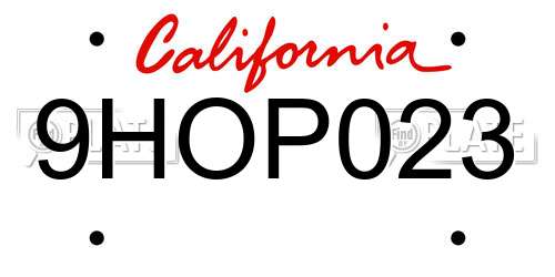 9HOP023 California License Plate