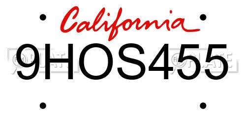 9HOS455 California License Plate