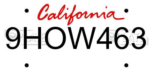 9HOW463 California License Plate