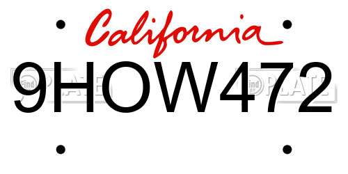 9HOW472 California License Plate